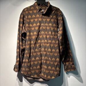 Vintage Woolrich Brown Aztec Southwestern Flannel Shirt Long Sleeve Outdoor SzXL